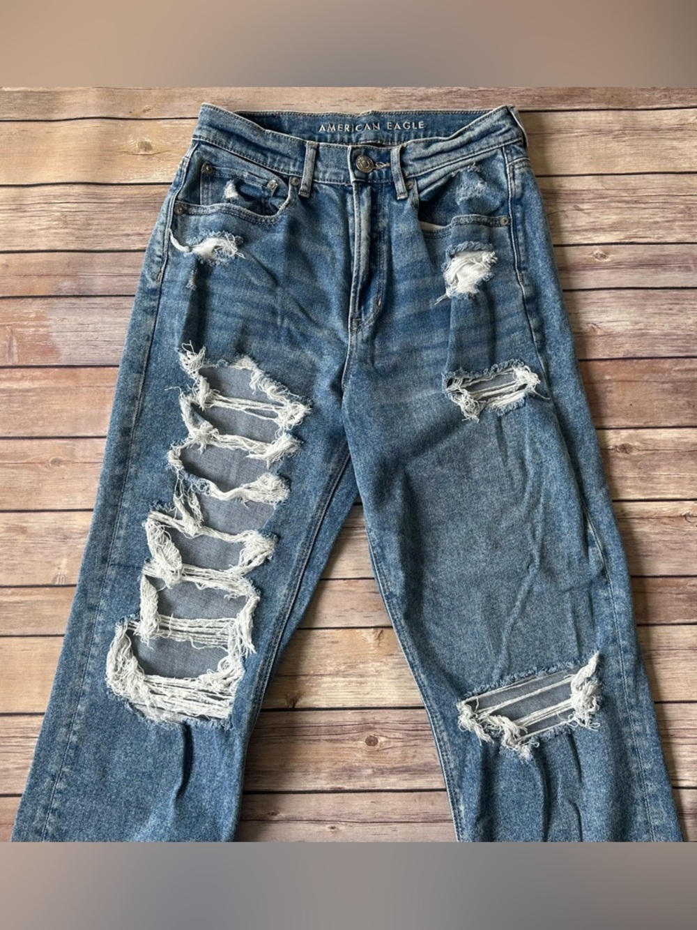 American Eagle distressed Highest-rise 90s Boyfriend Jean